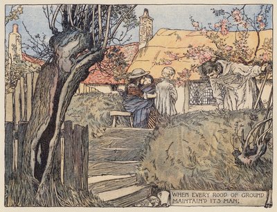 Illustrasjon til Den øde landsbyen av Oliver Goldsmith (fargelitografi) av Stephen Reid