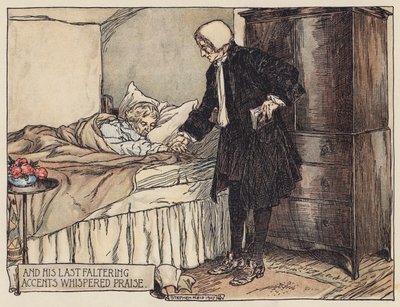 Illustrasjon til Den øde landsbyen av Oliver Goldsmith (fargelitografi) av Stephen Reid