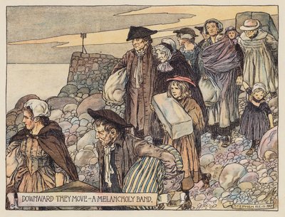 Illustrasjon til Den øde landsbyen av Oliver Goldsmith (fargelitografi) av Stephen Reid