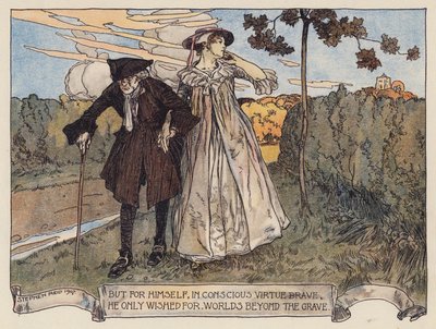 Illustrasjon til Den øde landsbyen av Oliver Goldsmith (fargelitografi) av Stephen Reid