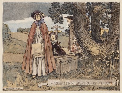 Illustrasjon til Den øde landsbyen av Oliver Goldsmith (fargelitografi) av Stephen Reid