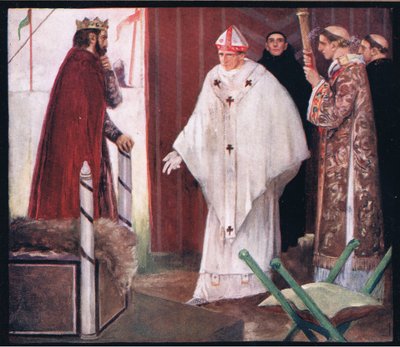 Langtons intervju med King John (farge litho) av Stephen Reid