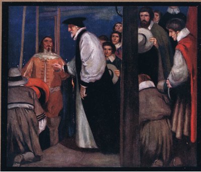 Laud går inn i lekteren ved Lambeth for å gå til Tower (farge litho) av Stephen Reid