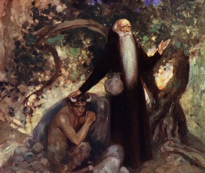 Saint Anthony and the Satyr (farge litho) av Stephen Reid