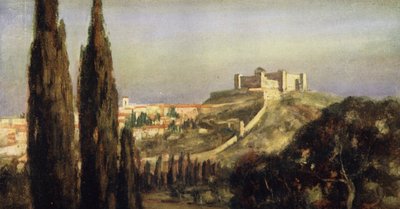 Spoleto, fødestedet til Saint Benedict (farge litho) av Stephen Reid