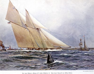 Sailing Race: The Sailboat "" Meteor IV"" - Akvarell av Willy Stower av Willy Stoewer 