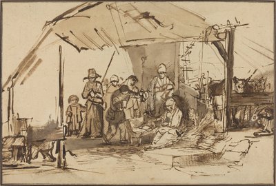 Hyrdenes tilbedelse av Studio of Rembrandt van Rijn