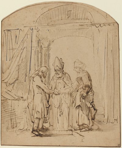 Trolovelsen til den hellige jomfru av Studio of Rembrandt van Rijn