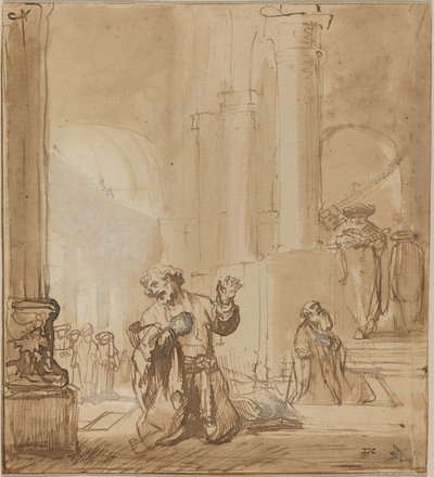 Lignelsen om tolleren og fariseeren av Studio of Rembrandt van Rijn