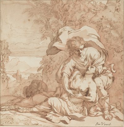 Procris og Cephalus (?) av Studio of Simon Vouet