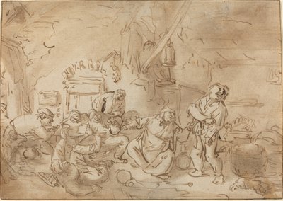 Bråk i et vertshus av Style of Adriaen van Ostade