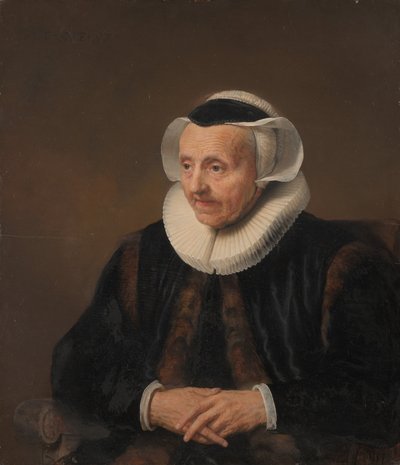 Portrett av en gammel kvinne. av Style of Jacob Backer