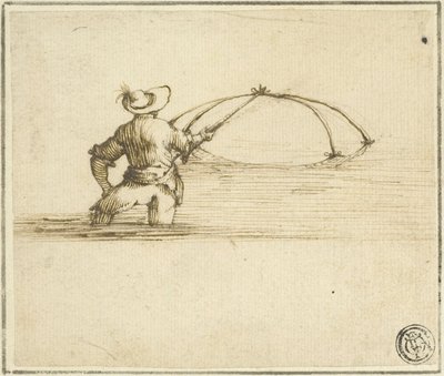 Fisker med garn av Style of Jacques Callot