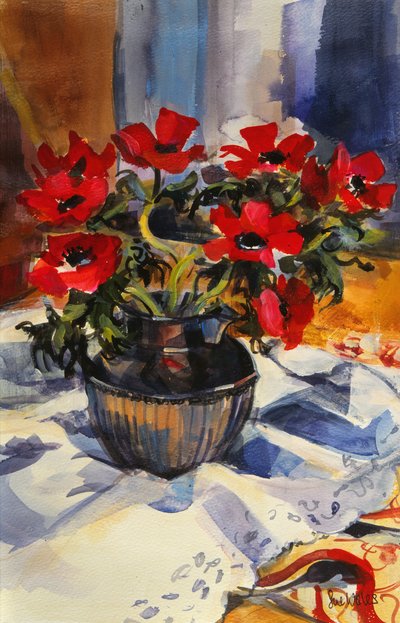 Røde anemoner, 1994, av Sue Wales