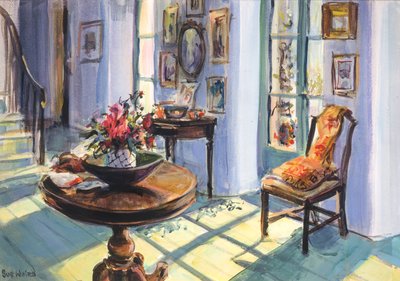 Vanessas solbelyste hall, 1995, (gouache på kort) av Sue Wales