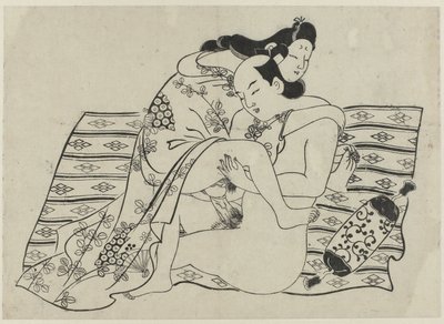 Erotisk forestilling Hana ni Yosurukyo (serietittel) av Sugimura Jihei (attributed to)
