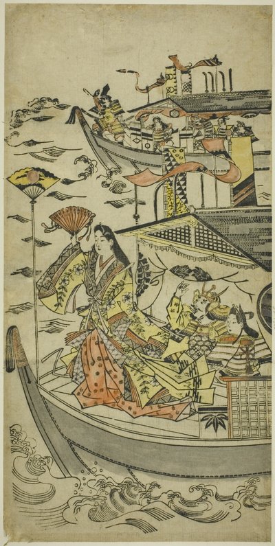 Lady Tamamushi hever et fanmål av Sugimura Jihei