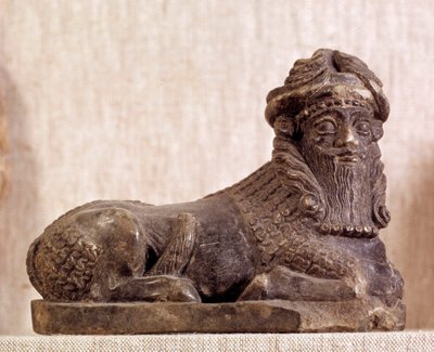 Østlig antikvitet: okse Pie androcephale. Bronse og sølv statuett. Sumerisk periode. Fra Sumer. Paris, Louvre-museet av Sumerian Sumerian