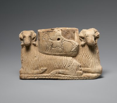 Fartøy støttet av to værer, ca. 2600–2500 f.Kr. (gipsalabast) av Sumerian Sumerian