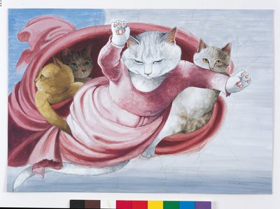 Illustrasjon fra Cats Galore! A Compendium of Cultured Cats (utgitt 2015) av Susan Herbert