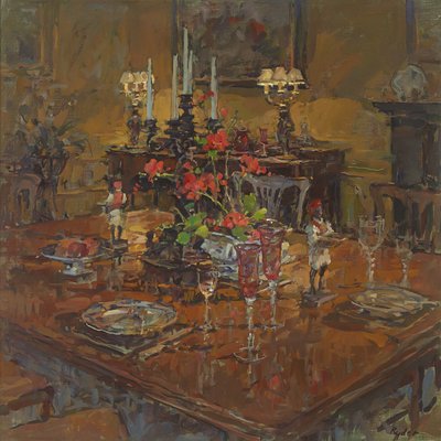 Spisestue med pelargonier av Susan Ryder
