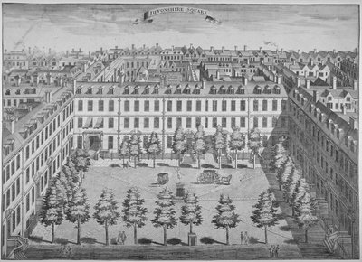 Fugleperspektiv av Devonshire Square, City of London, 1740. av Sutton Nicholls