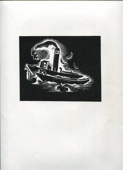 Thames Boat (linjeblokktrykk) av Suzanne Cooper