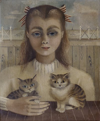 The Cat Girl (olje på lerret) av Suzanne Cooper