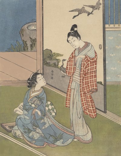 En jente som skriver et brev, 1700-tallet., 1700-tallet. av Suzuki Harunobu