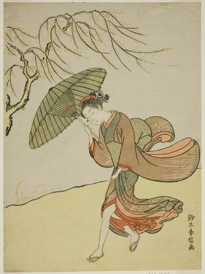 En vindfull dag av Suzuki Harunobu