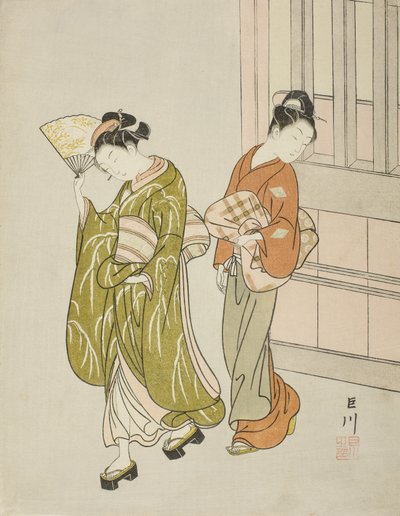 Fjerner bris fra en vifte av Suzuki Harunobu