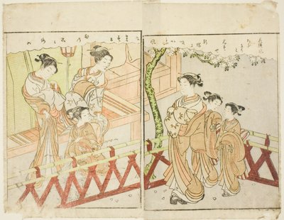 Tosidig illustrasjon fra Vol. 2 av "Picture Book of Spring Brocades (Ehon haru no nishiki)" av Suzuki Harunobu