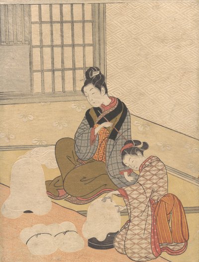 Evening Snow on the Nurioke, fra serien Eight Parlour Views, ca. 1766, ca. 1766. av Suzuki Harunobu