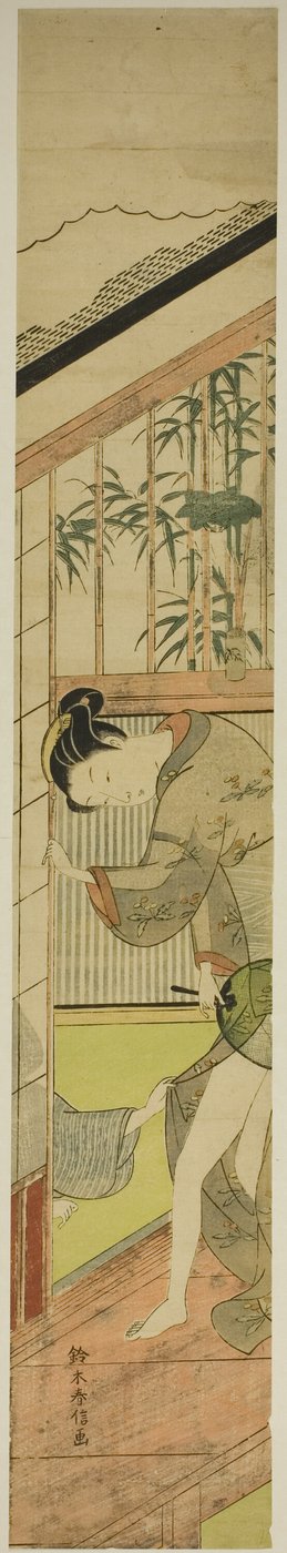 Mann som drar i en kvinnes kimono av Suzuki Harunobu