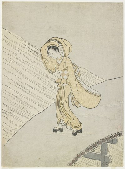 Forutsatt at Fujiwaras nedgang er poe m C Rossin g The difference, 1765 av Suzuki Harunobu