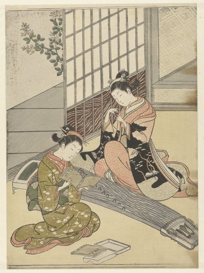 Sittende gjess ved koto-broene Åtte salongansikter (serietittel) Zashiki hakkei (serietittel) av Suzuki Harunobu