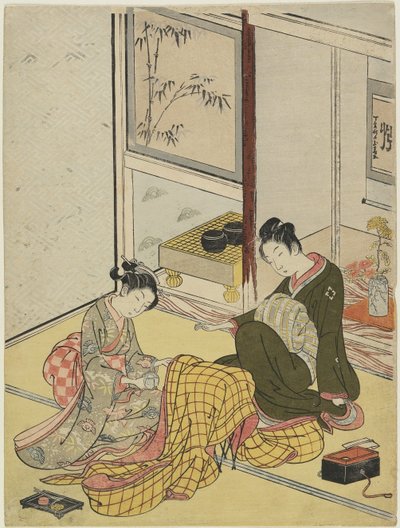 Parfymering av en kappe som en mildring av de fire elegante tidsfordriv, høsten 1767 (farget treblokktrykk) av Suzuki Harunobu