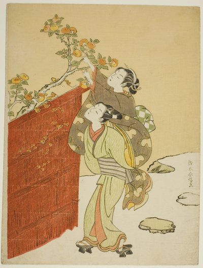 Å plukke persimmons av Suzuki Harunobu
