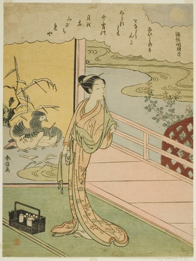 Dikt av Minamoto no Saneakira Ason, fra en serie uten tittel med trettiseks udødelige poeter av Suzuki Harunobu