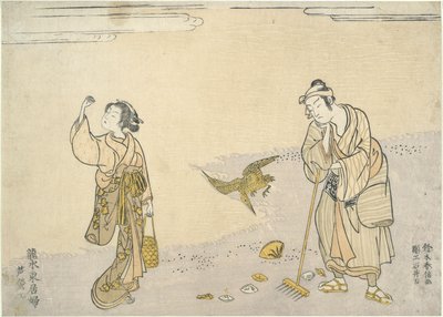 Raking Reeds: Eastern Beauties on the Beach av Suzuki Harunobu