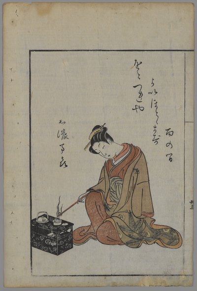 Sittende skjønnhet, Edo-periode (fargetrykk av treblokk) av Suzuki Harunobu