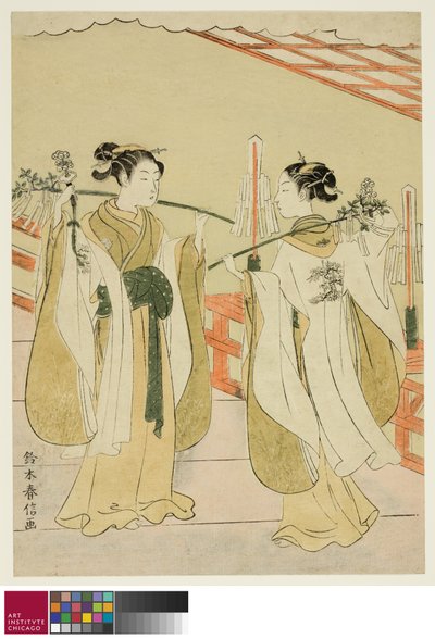 Sh linje hvert felts bølgeplan d første gruppe ny g ved Yushima Tenjin Sh linje, ca. 1769 av Suzuki Harunobu