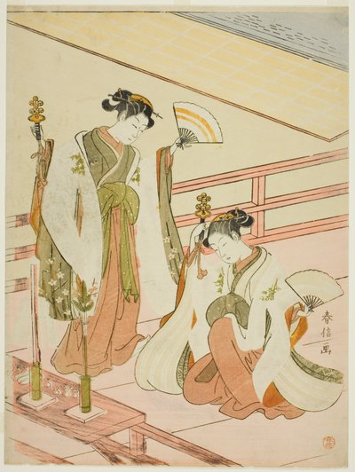 The Dance of the Shrine Maidens Ohatsu og Onami av Suzuki Harunobu