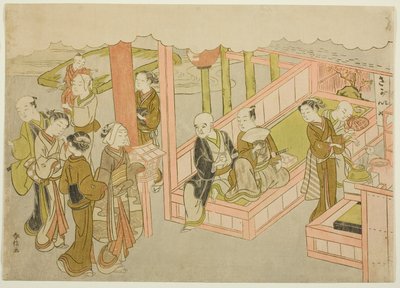The Introduction (Miai), det første arket fra serien "Marriage in Brocade Prints, the Carriage of the Virtuous Woman (Konrei nishiki misao-guruma)" av Suzuki Harunobu