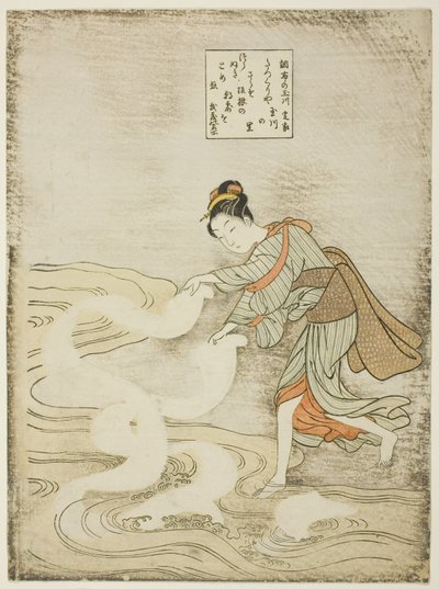 The Jewel River at Chofu (Chofu no Tamagawa), fra en serie uten tittel med Six Jewel Rivers av Suzuki Harunobu