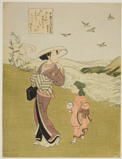 The Jewel River of Plovers (Chidori no Tamagawa), fra en serie uten tittel med Six Jewel Rivers av Suzuki Harunobu