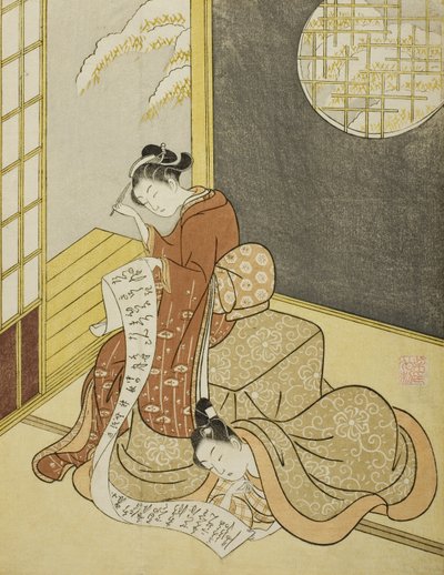 Kjærlighetsbrevet, 1765 av Suzuki Harunobu