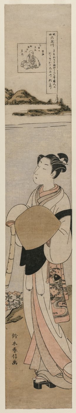 Presten Kukai ved Tama-elven ved Koya-fjellet (fra serien The Six Tama Rivers in Everyday Life) av Suzuki Harunobu