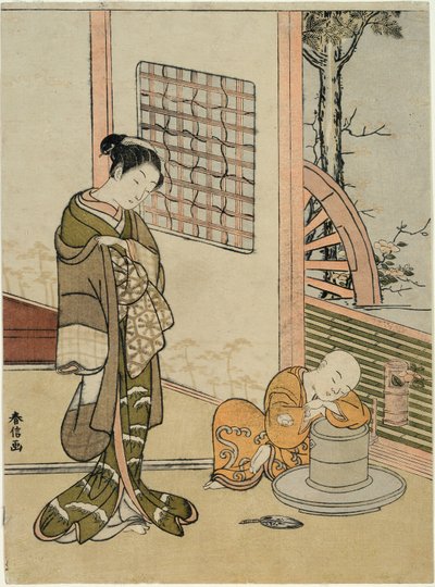 The Sleeping Tea-Boy (parodi på Hokaso) av Suzuki Harunobu