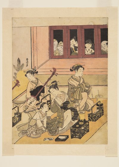 The Watchers and the Watched (treblokktrykk i farger) av Suzuki Harunobu